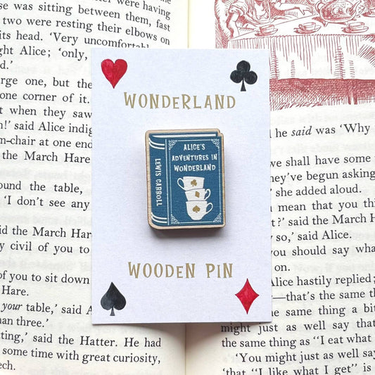 Alice's Adventures In Wonderland Book Wooden Pin