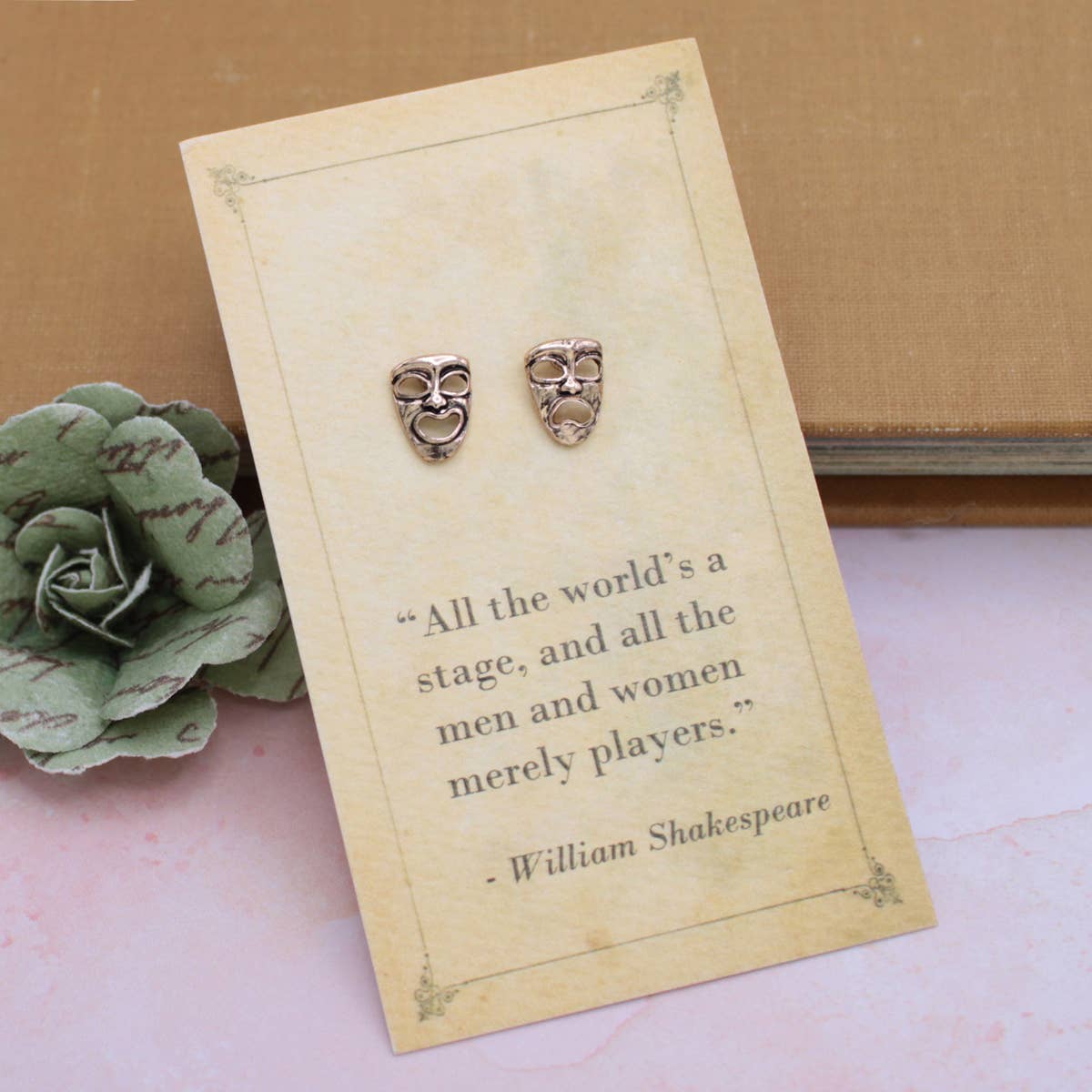 Literary Quotes Tragedy & Comedy Post Earrings