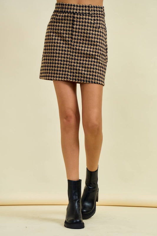 HOUNDSTOOTH JACQUARD MINI SKIRT