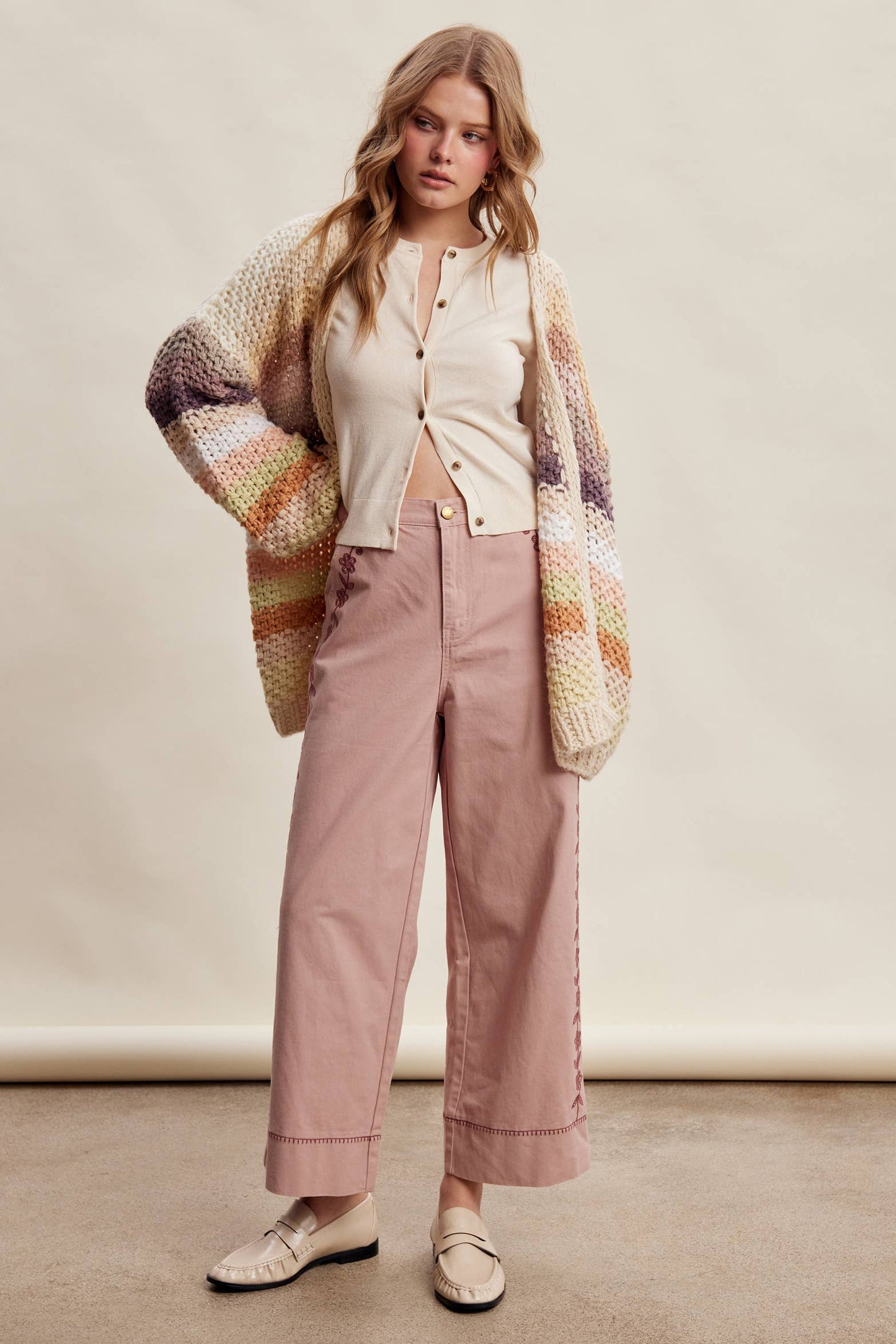 Rainbow Hand-Crochet Open Cardigan