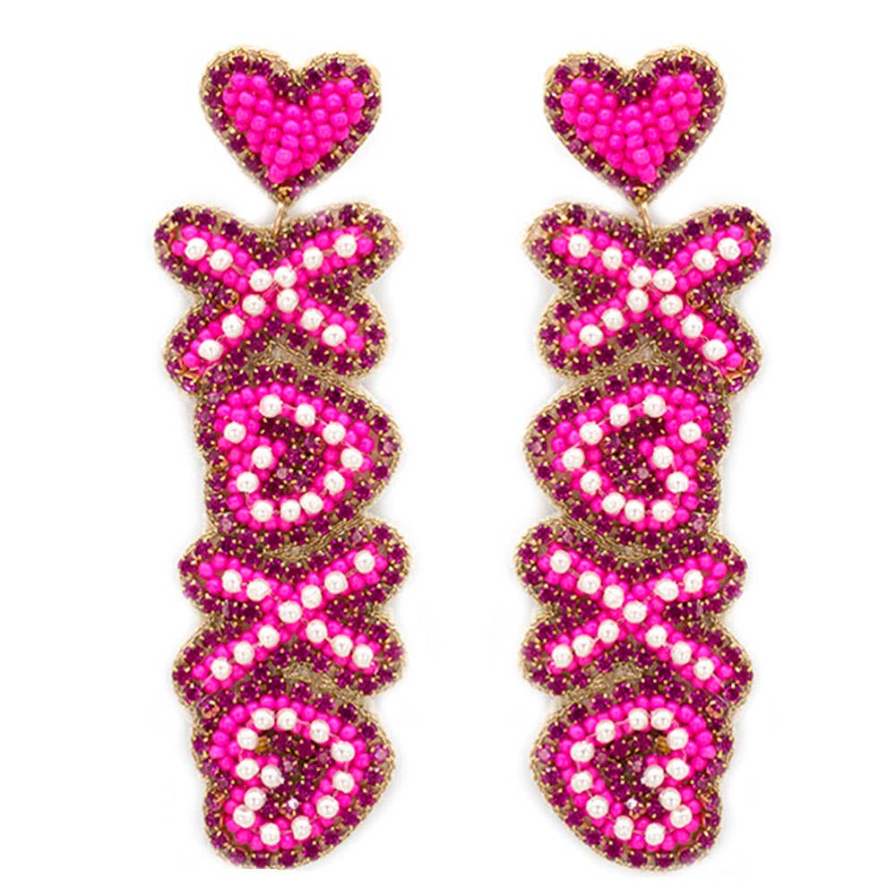 SEED BEAD XOXO DANGLE EARRING 13-6720