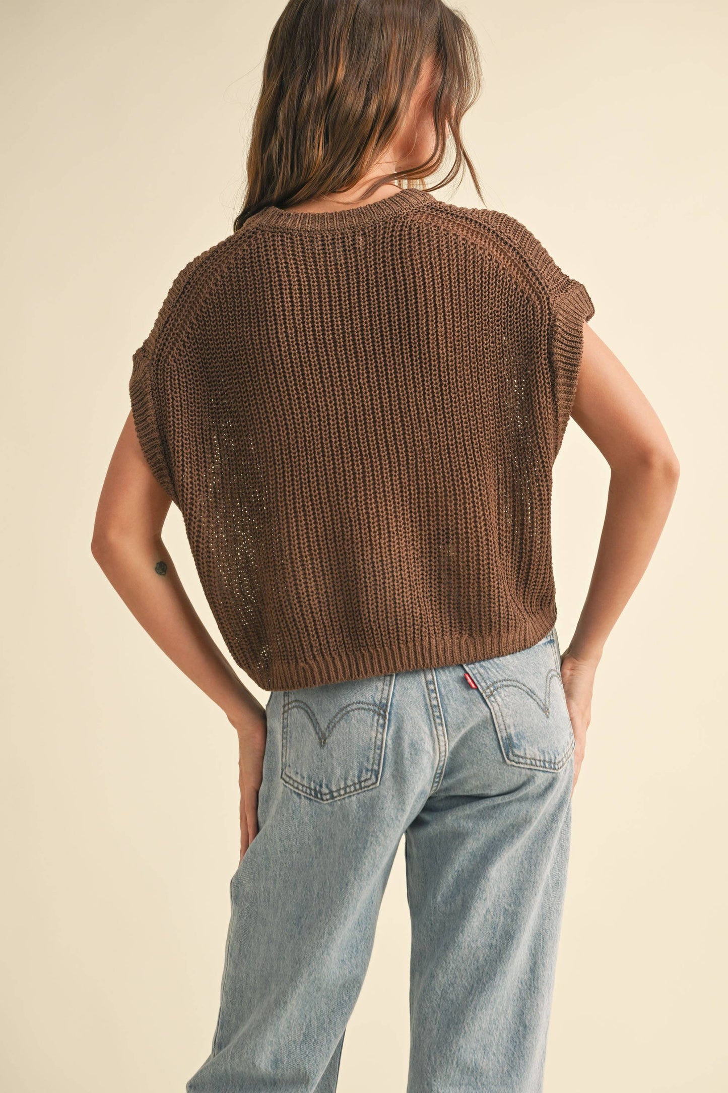 DOLMAN SLEEVE KNITTED TOP: ESPRESSO