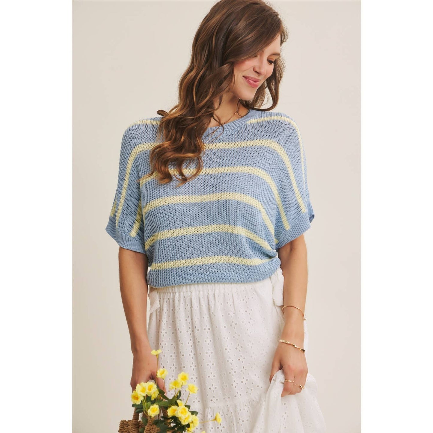 GO-TO FAVORITE RELAXED FIT VISCOSE STRIPE SWEATER