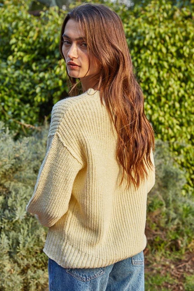 Butter Yellow 100% Cotton Ribbed Sweater