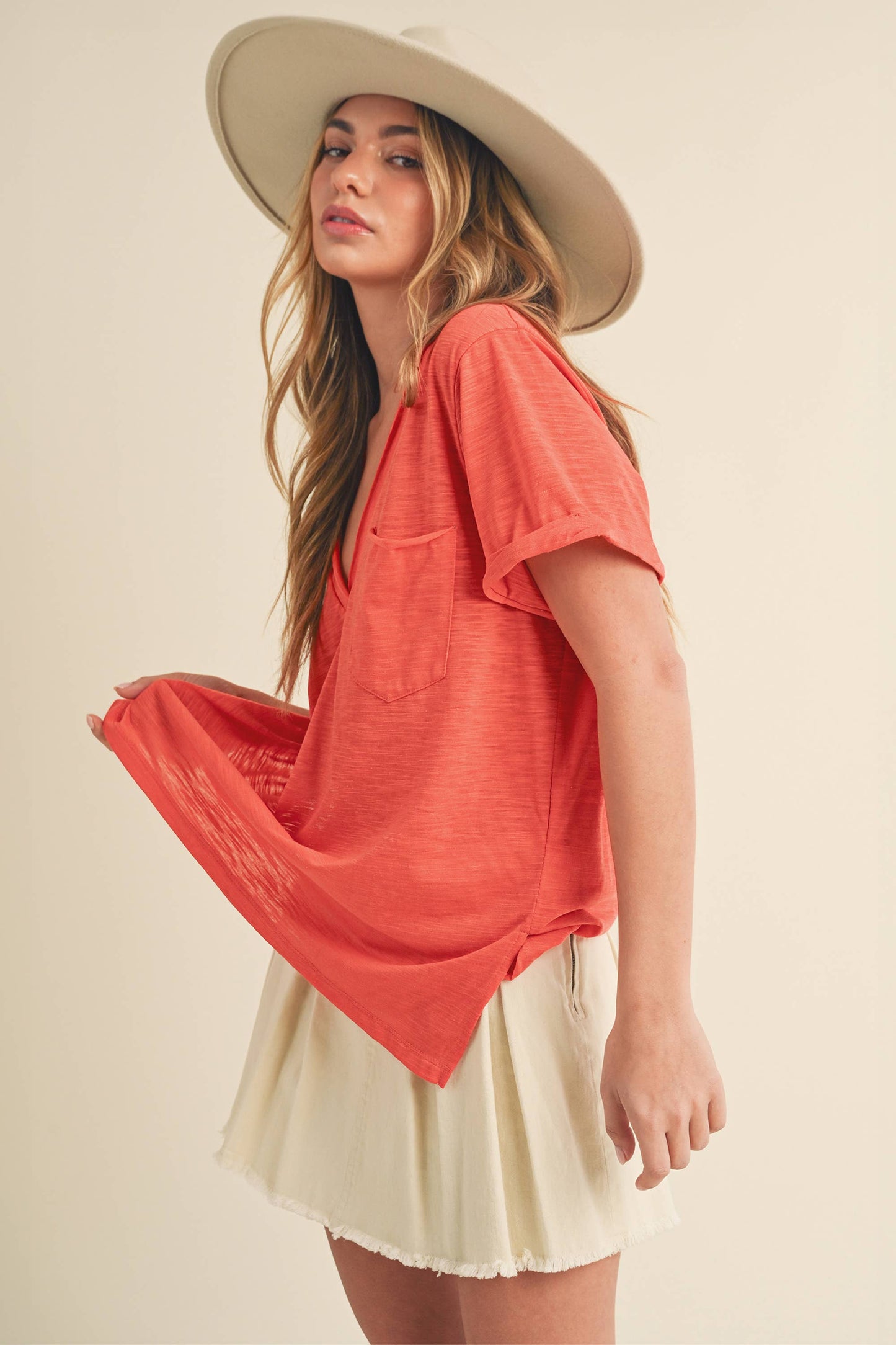 V-Neck Short Sleeve Top