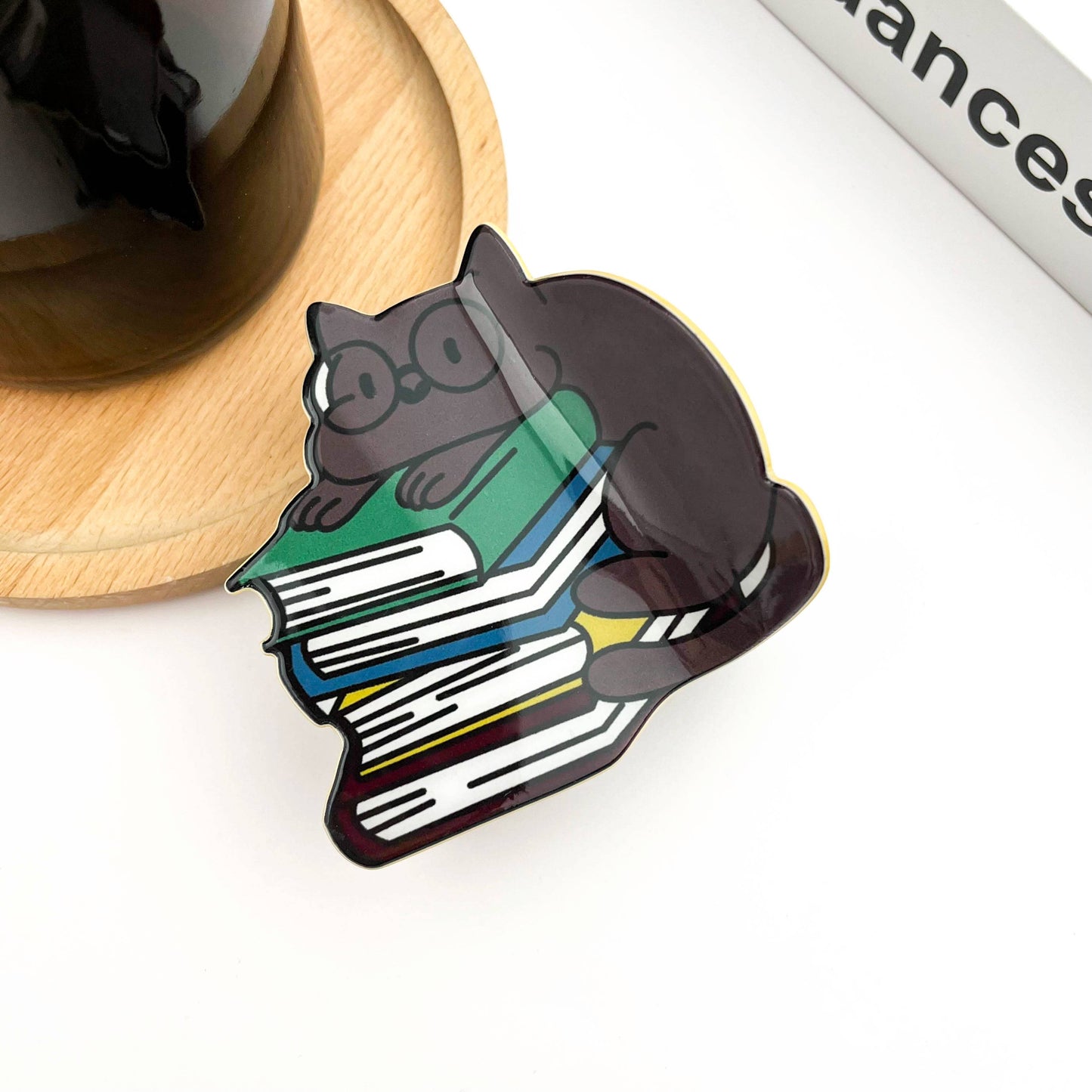 Cat on Book Stack Hair Clip