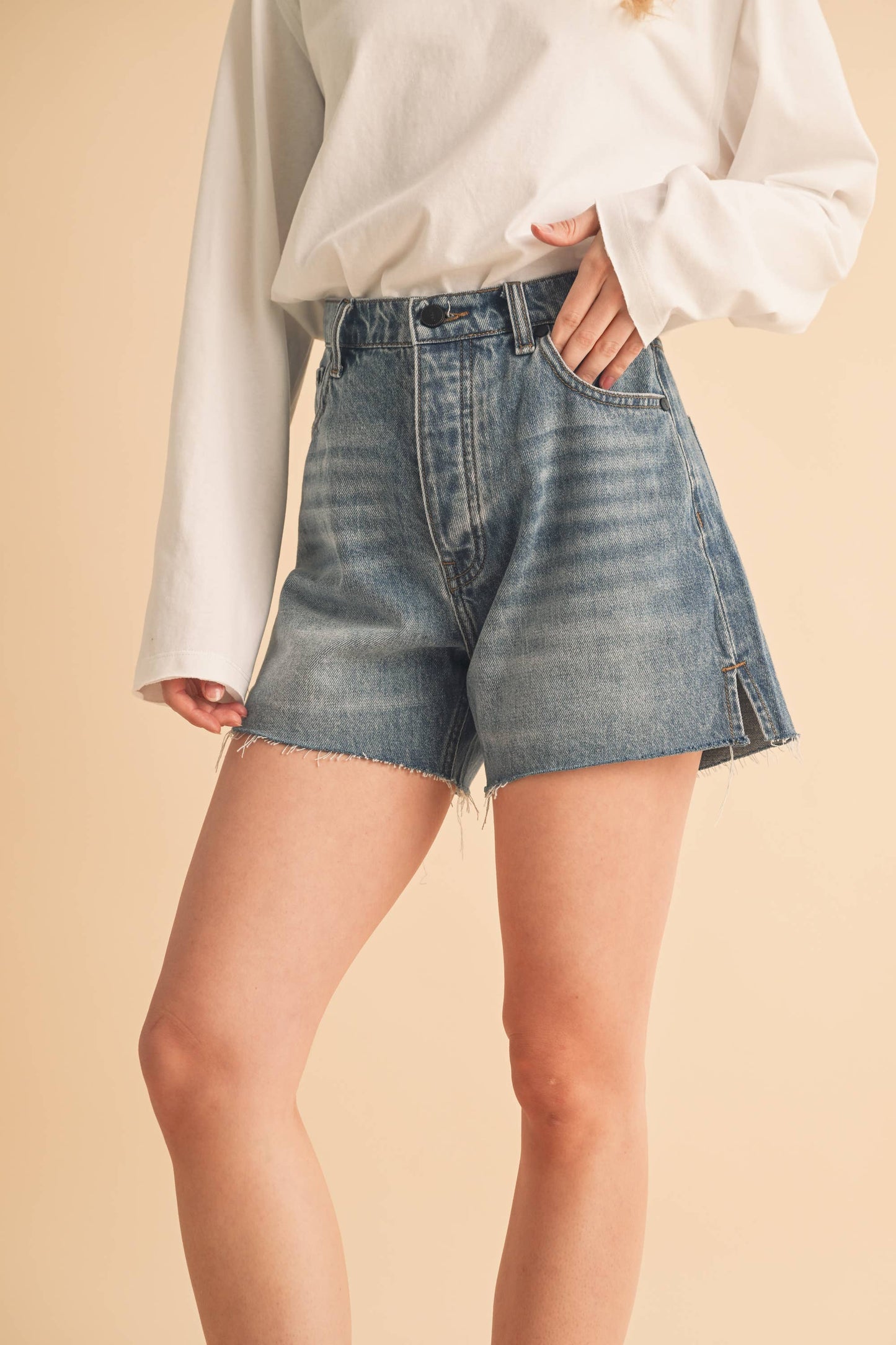 Raw Edge Denim Shorts
