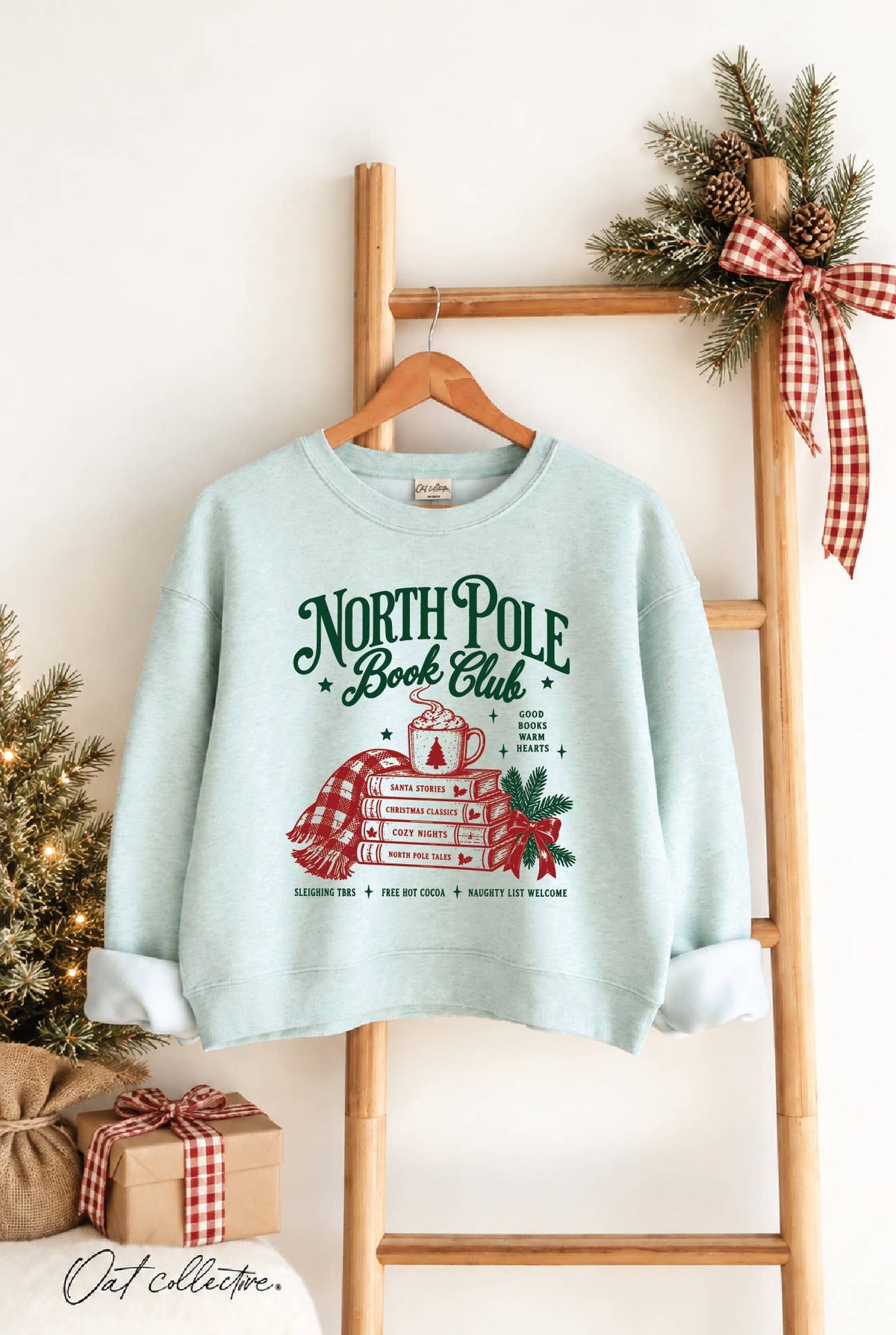 NORTH POLE BOOK CLUB  Mid Cropped Graphic Sweatshirt