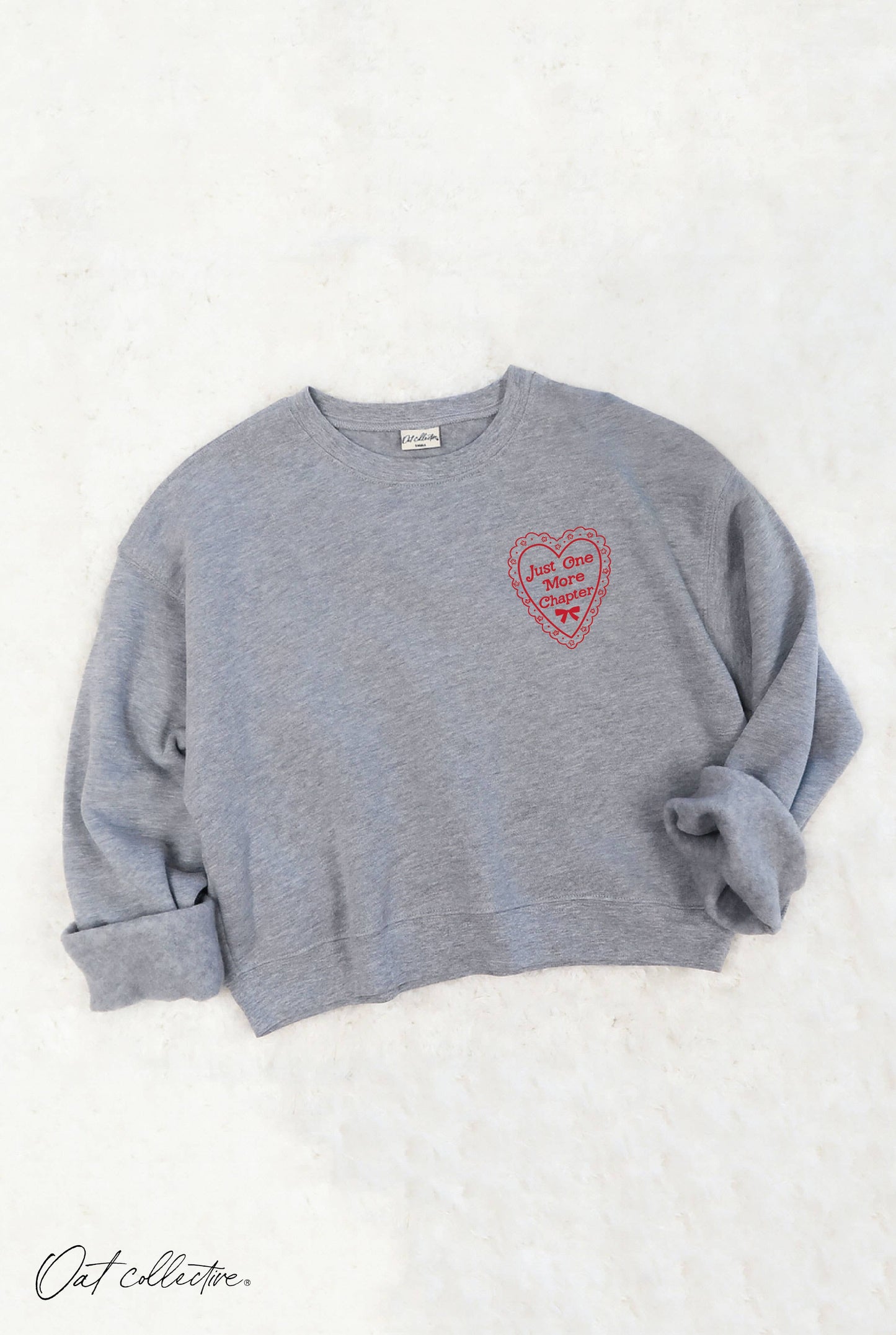 JUST ONE MORE CHAPTER Mid Cropped Graphic Sweatshirt
