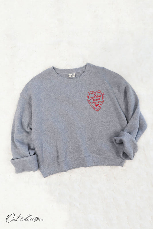 JUST ONE MORE CHAPTER Mid Cropped Graphic Sweatshirt