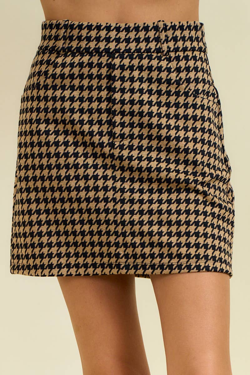 HOUNDSTOOTH JACQUARD MINI SKIRT