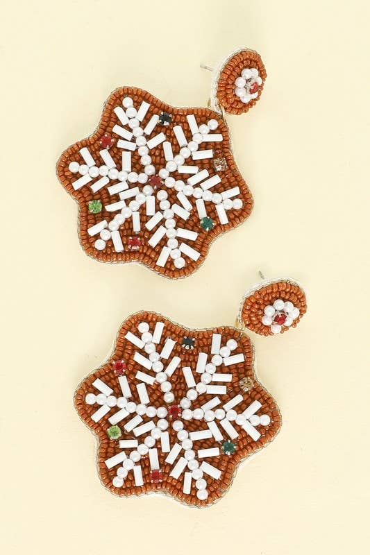 CHRISTMAS JEWELED SNOWFLAKE COOKIE EARRINGS