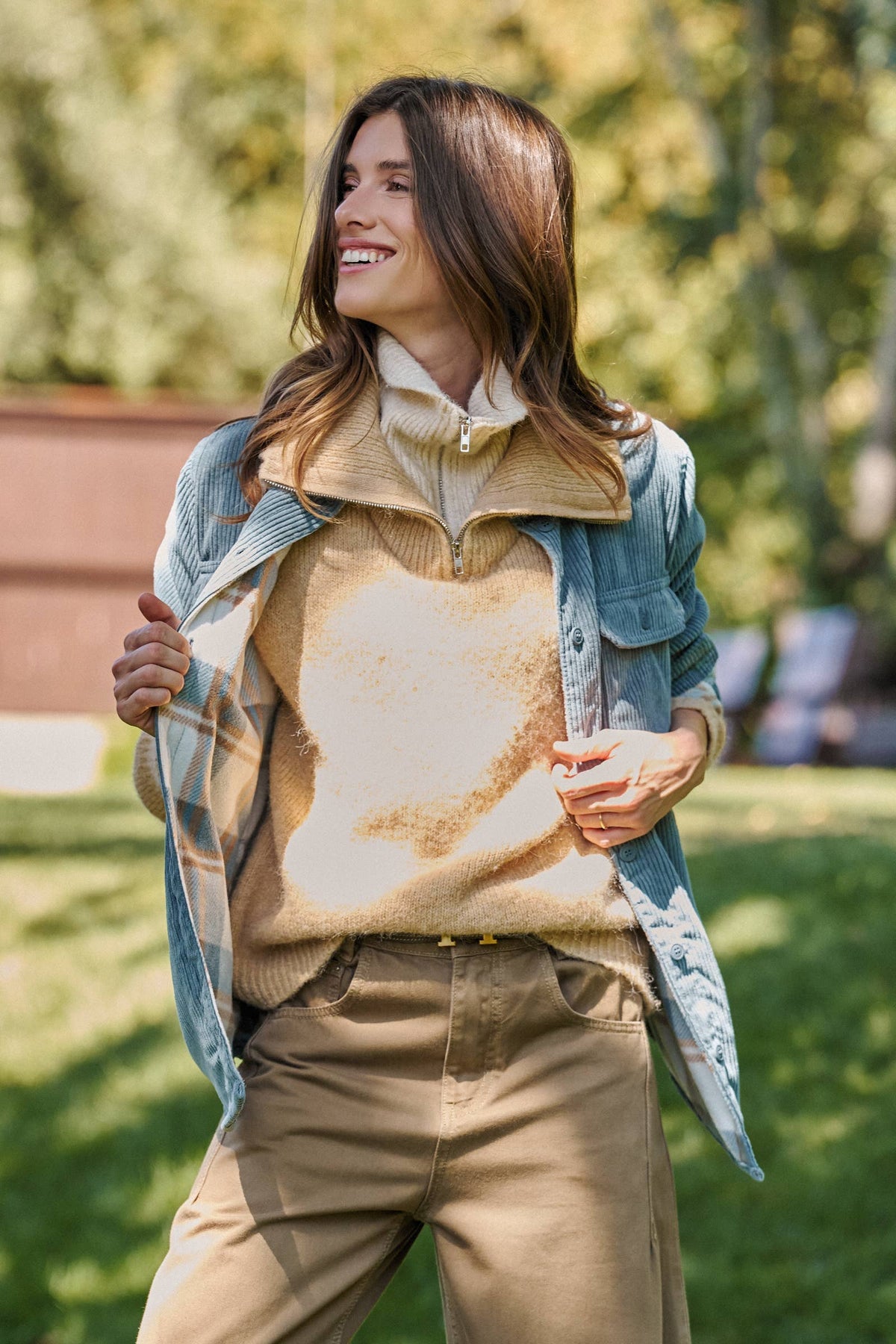 Plaid Lined Corduroy Flannel Shacket
