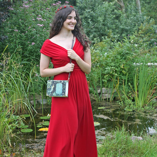A Midsummer Nights Dream Green Book Crossbody Clutch Handbag: Small