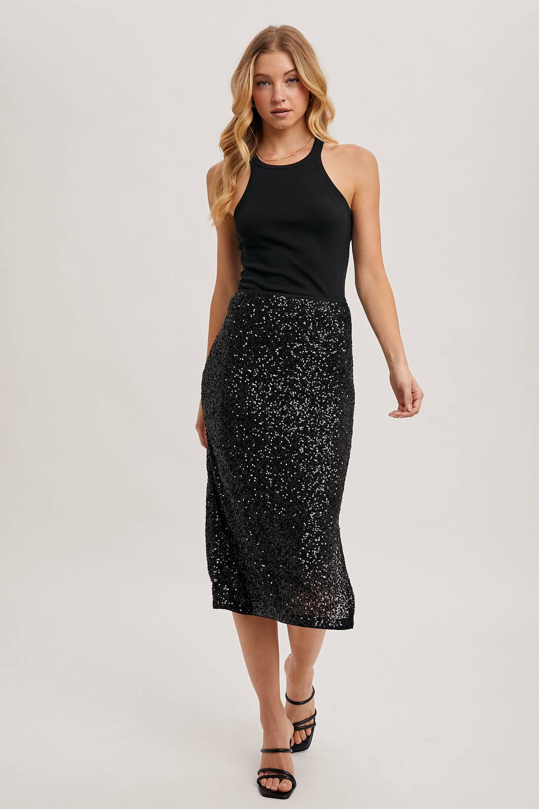 SEQUIN MIDI SKIRT