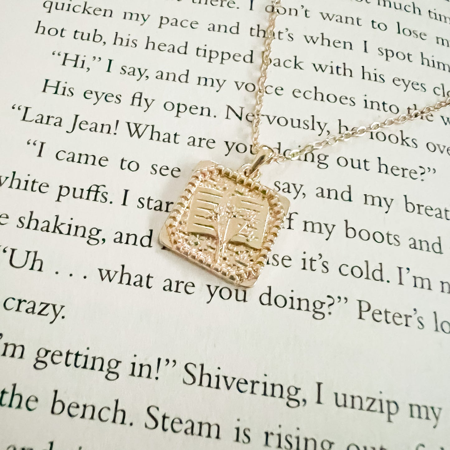 Floral Book Necklace