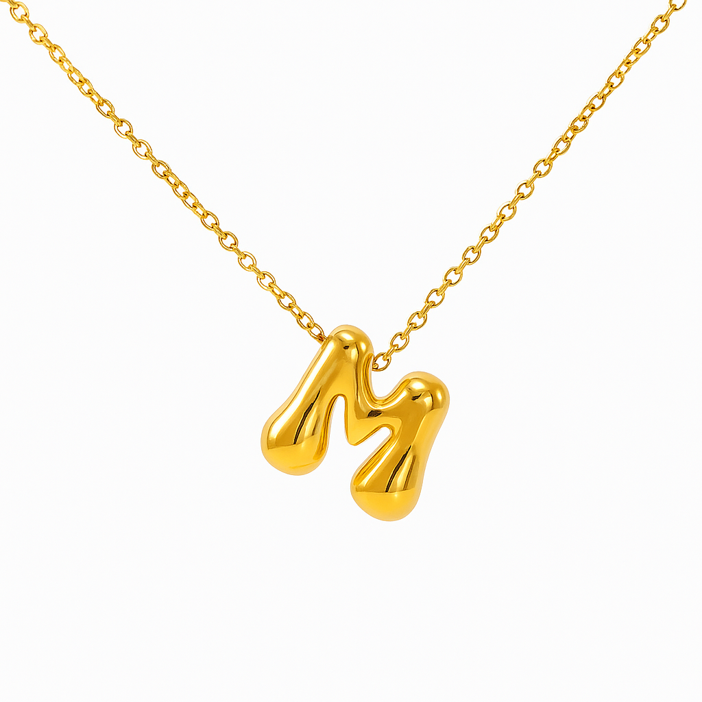Initial Bubble Letter Necklace