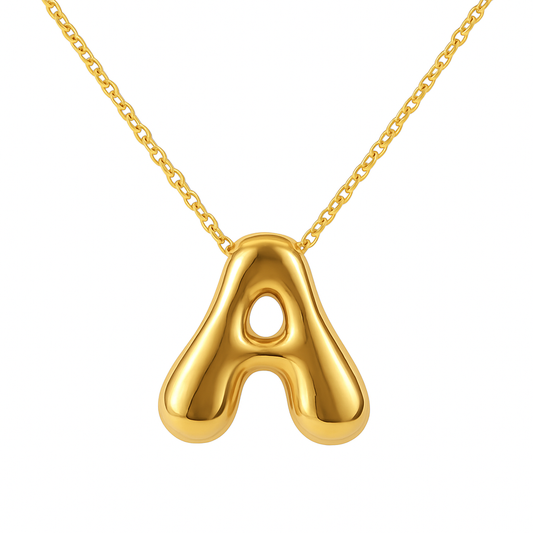 Initial Bubble Letter Necklace