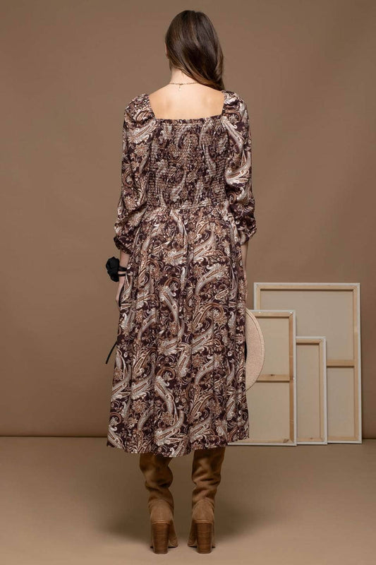 Chocolate Paisley Mid Dress