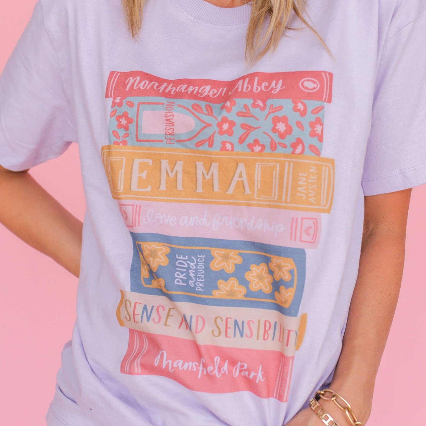 Lilac Book Stack Tee