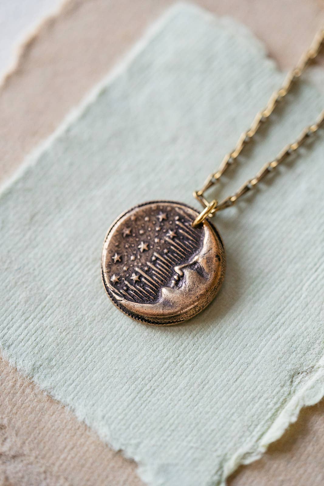 HEIRLOOM BUTTON Necklace - Moon and Stars