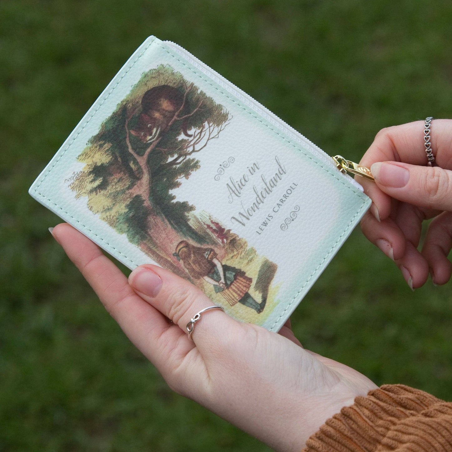 Alice in Wonderland Turquoise Book Coin Purse Vegan Wallet