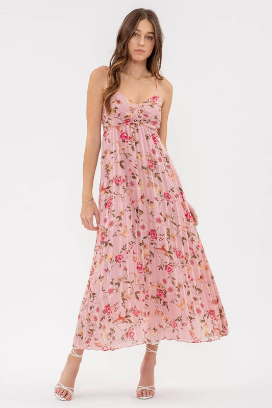 Birds + Butterflies Pink Floral Dress