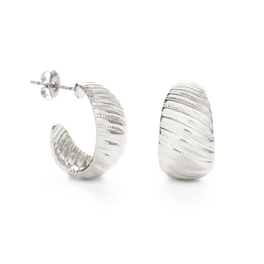 Vintage Beaded Shell Hoop Earrings