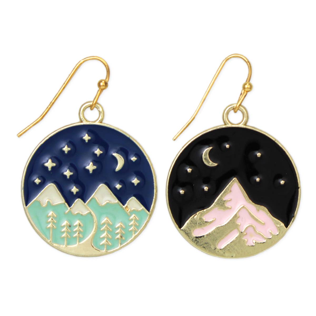 Celestial Scene Enamel Mountain Earrings