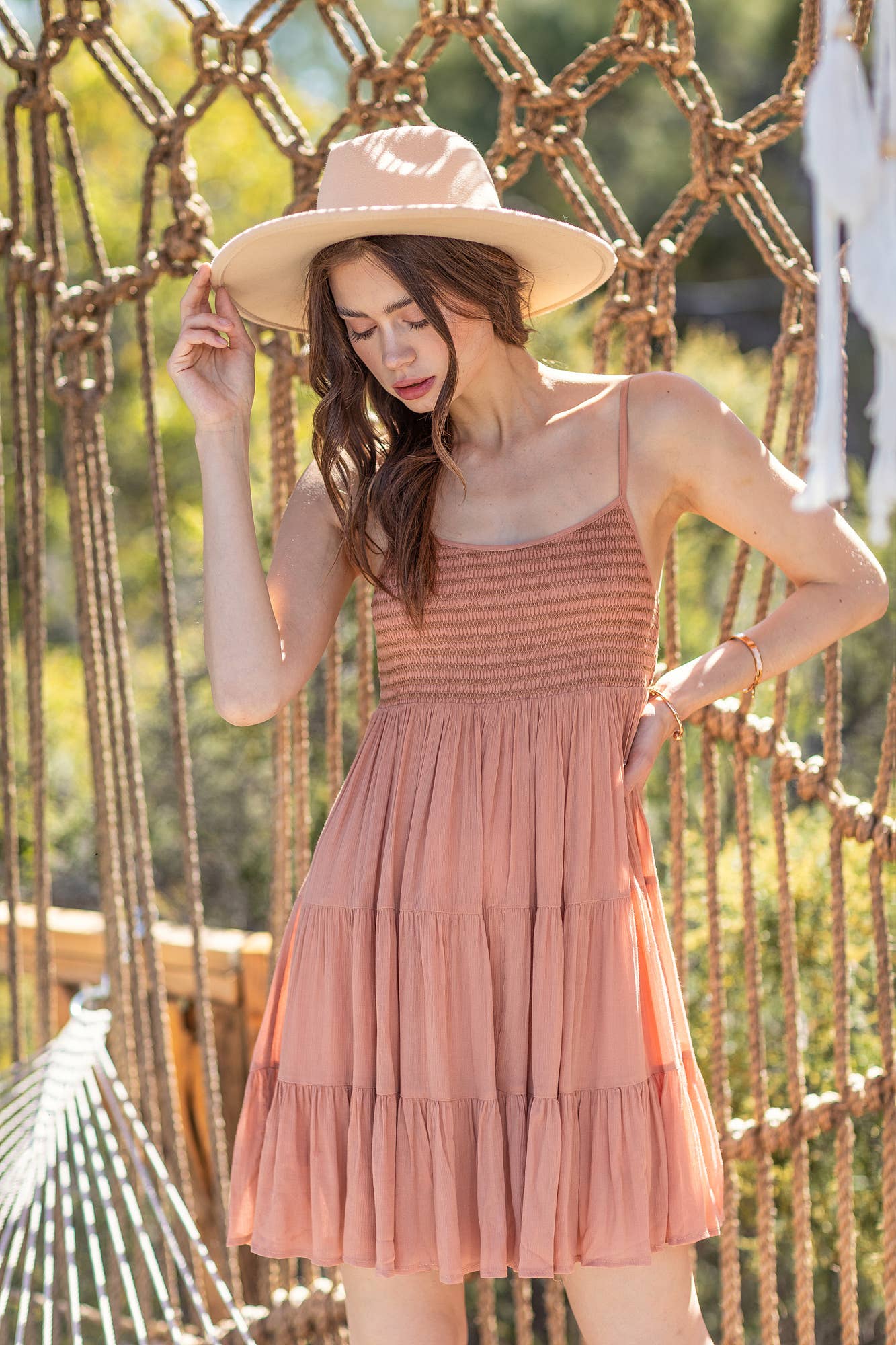 SMOCKED LAYERED DRESS
